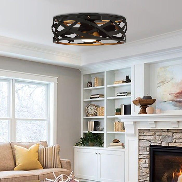 21" Ahmedabad Industrial DC Motor Flush Mount Reversible Ceiling Fan with LED Lighting and Remote Control - Sweatfully