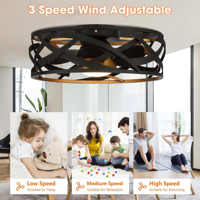 21" Ahmedabad Industrial DC Motor Flush Mount Reversible Ceiling Fan with LED Lighting and Remote Control - Sweatfully