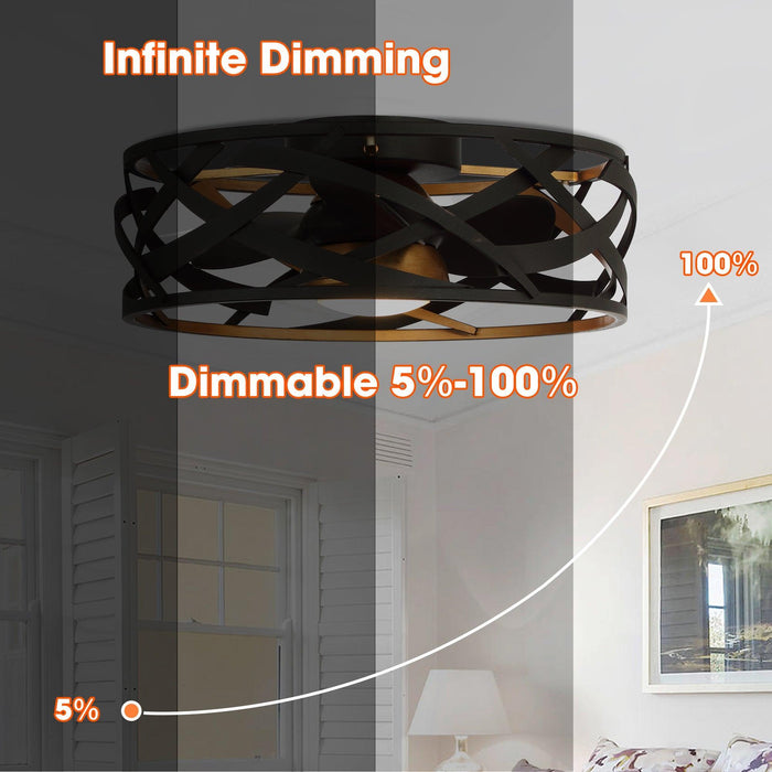 21" Ahmedabad Industrial DC Motor Flush Mount Reversible Ceiling Fan with LED Lighting and Remote Control - Sweatfully