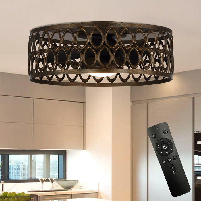 21" Kanpur Farmhouse Flush Mount Reversible Ceiling Fan with LED Lighting and Remote Control - Sweatfully