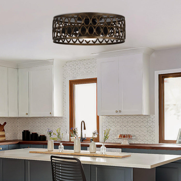 21" Kanpur Farmhouse Flush Mount Reversible Ceiling Fan with LED Lighting and Remote Control - Sweatfully