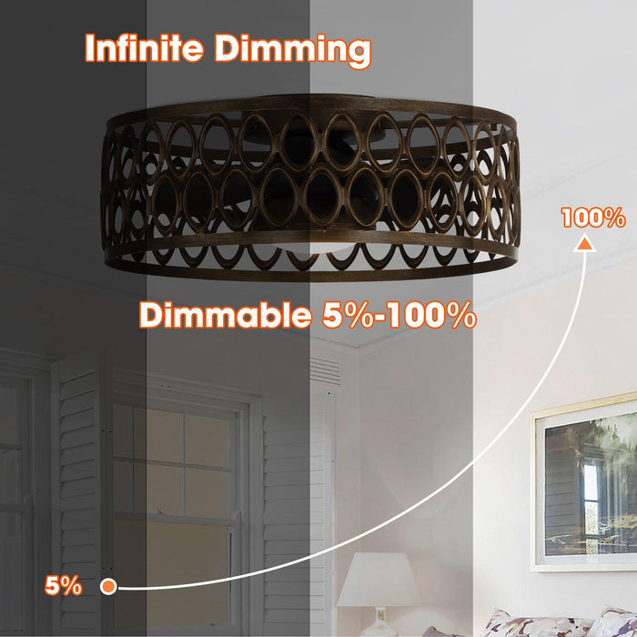 21" Kanpur Farmhouse Flush Mount Reversible Ceiling Fan with LED Lighting and Remote Control - Sweatfully
