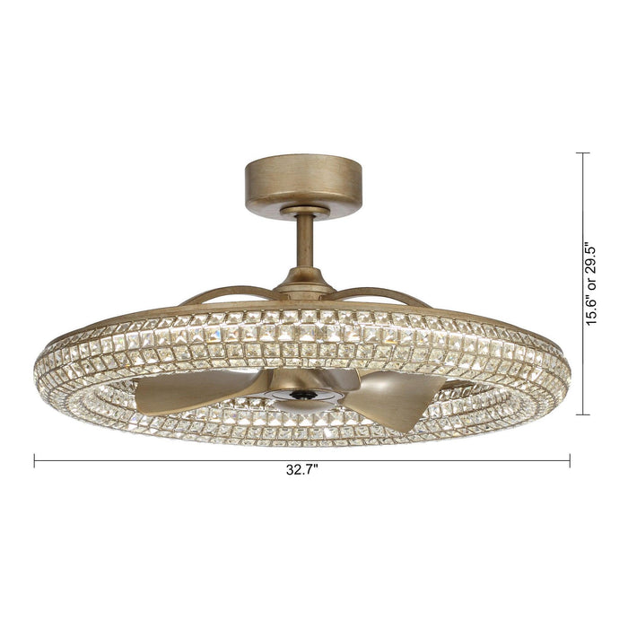 33" Modern DC Motor Crystal Ceiling Fan with Lighting and Remote Control - Sweatfully