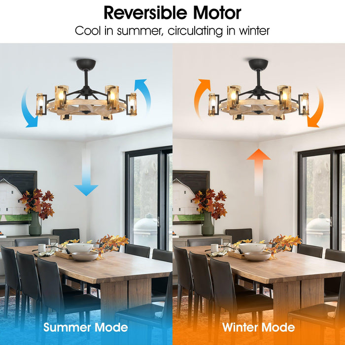 34" Bucholz Farmhouse DC Motor Downrod Mount Reversible Ceiling Fan with Lighting and Remote Control - Sweatfully