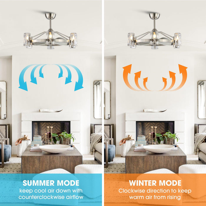 34" Bucholz Modern DC Motor Brushed Nickel Downrod Mount Reversible Ceiling Fan with LED Lighting and Remote Control - Sweatfully