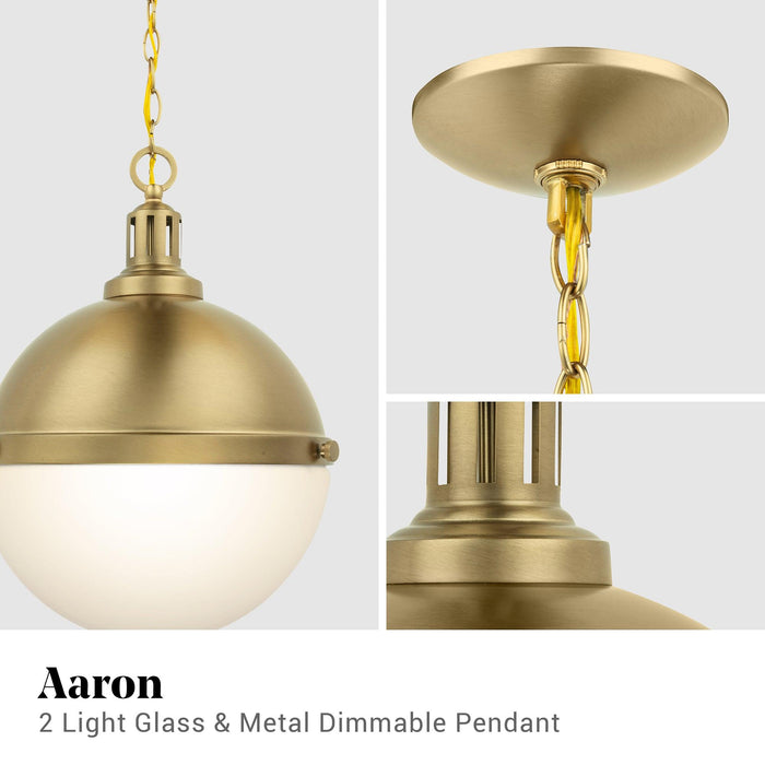 Aaron 12" 2-Light Gold Dimmable Island Pendant Light - Sweatfully