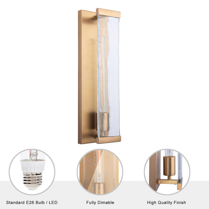 Adelman Gold Metal & Glass 1-Light Dimmable Wall Sconce - Sweatfully