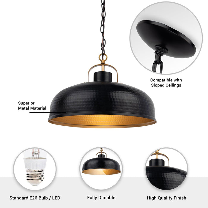 Ambert 1-Light Black Rustic Metal Dimmable Island Pendant Light - Sweatfully