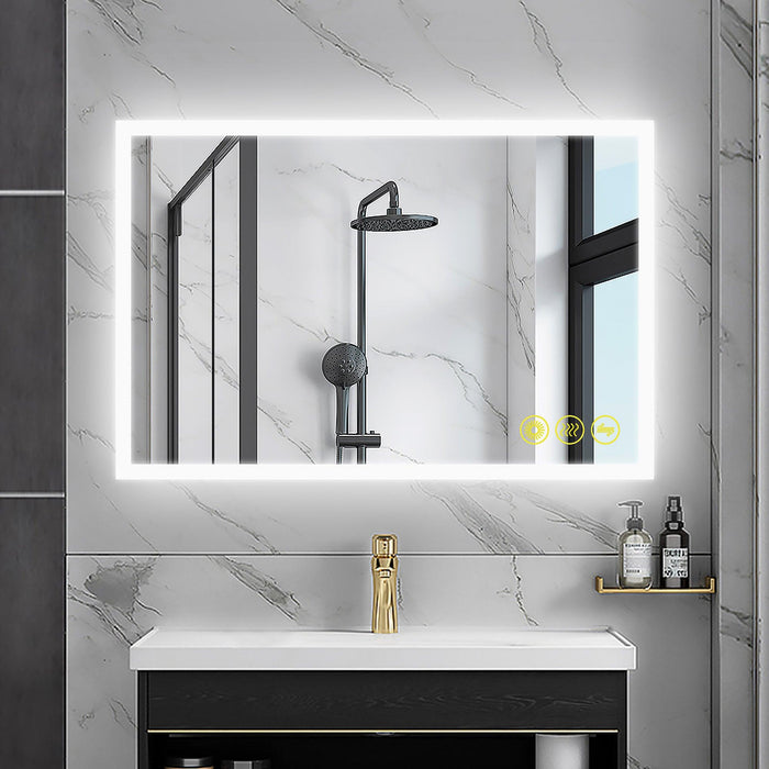 SmartGlow Dimmable LED Frameless Anti-Fog Bathroom Vanity Mirror - Sweatfully