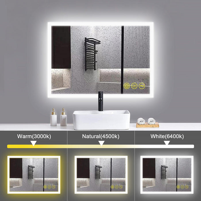 SmartGlow Dimmable LED Frameless Anti-Fog Bathroom Vanity Mirror - Sweatfully