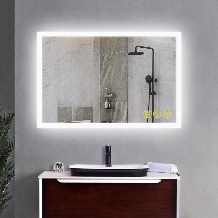 SmartGlow Dimmable LED Frameless Anti-Fog Bathroom Vanity Mirror - Sweatfully