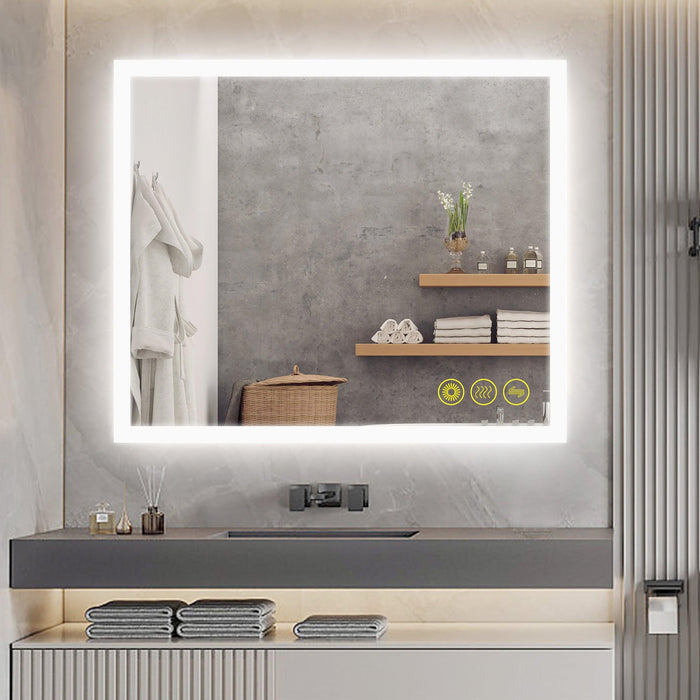 SmartGlow Dimmable LED Frameless Anti-Fog Bathroom Vanity Mirror - Sweatfully