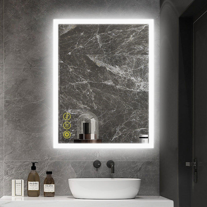 SmartGlow Dimmable LED Frameless Anti-Fog Bathroom Vanity Mirror - Sweatfully