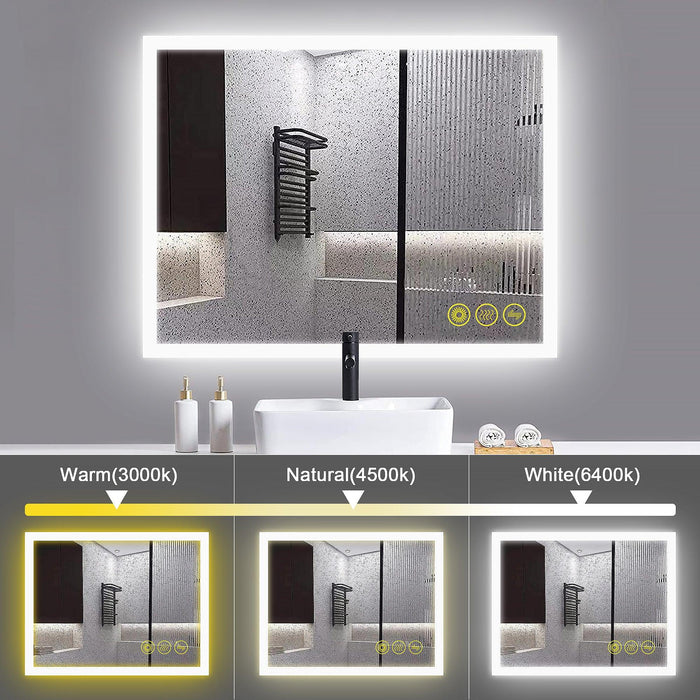 SmartGlow Dimmable LED Frameless Anti-Fog Bathroom Vanity Mirror - Sweatfully