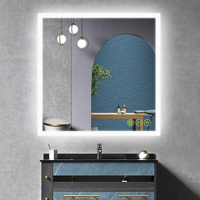 SmartGlow Dimmable LED Frameless Anti-Fog Bathroom Vanity Mirror - Sweatfully