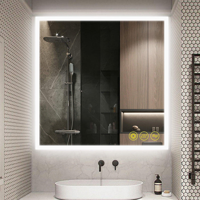 SmartGlow Dimmable LED Frameless Anti-Fog Bathroom Vanity Mirror - Sweatfully
