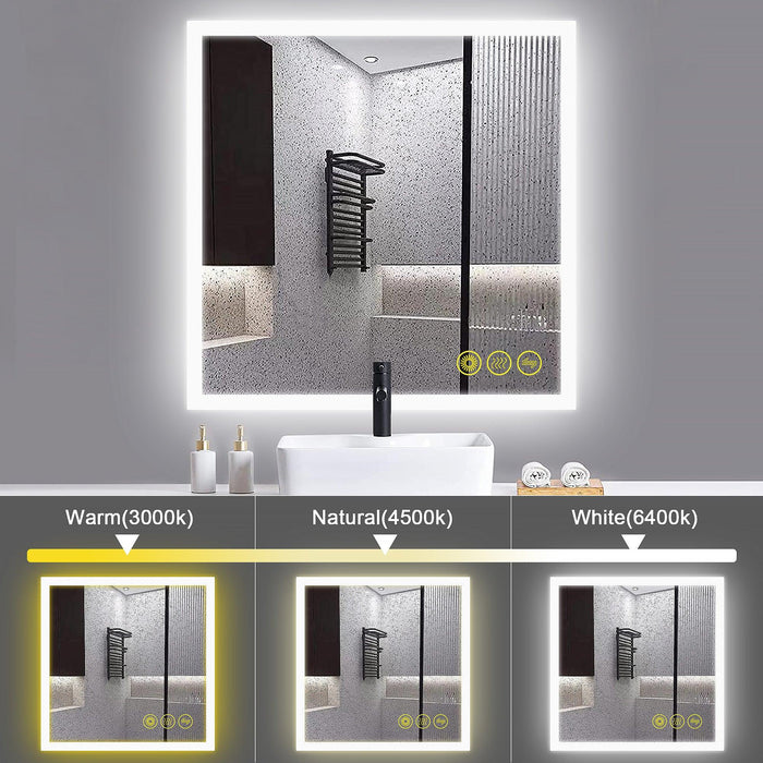 SmartGlow Dimmable LED Frameless Anti-Fog Bathroom Vanity Mirror - Sweatfully