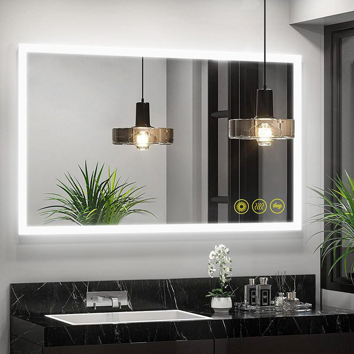 SmartGlow Dimmable LED Frameless Anti-Fog Bathroom Vanity Mirror - Sweatfully