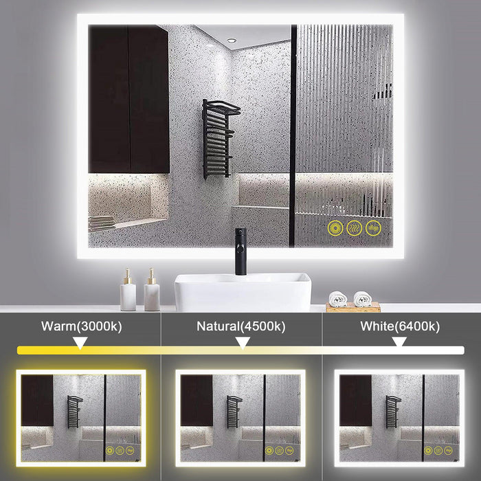 SmartGlow Dimmable LED Frameless Anti-Fog Bathroom Vanity Mirror - Sweatfully