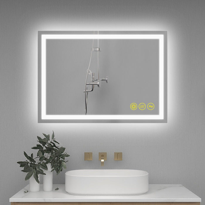 GlareGuard Anti-Fog Bathroom Led Mirror Backlit Illuminated Mirror Touch Switch Dimmable - Sweatfully