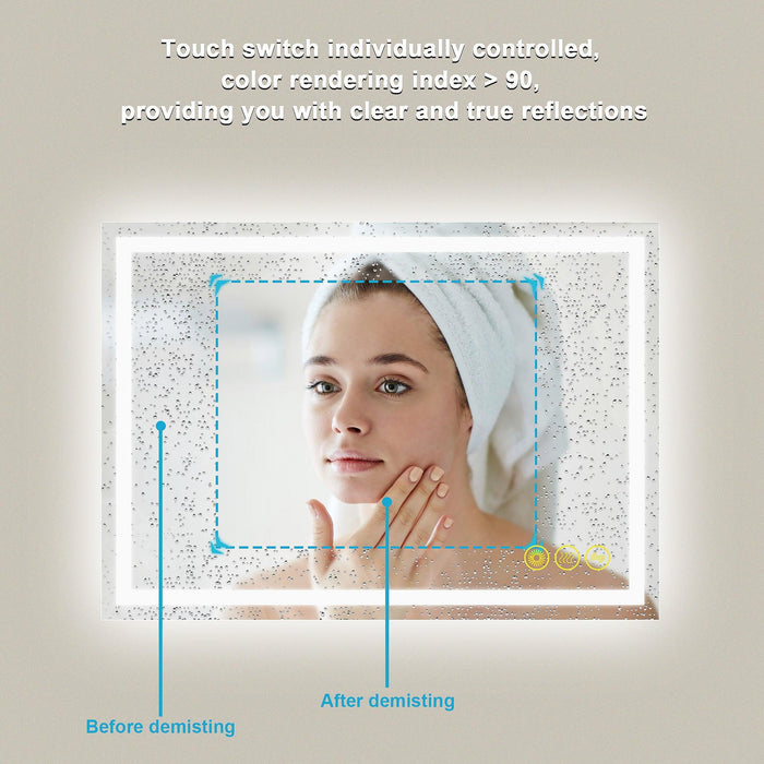 GlareGuard Anti-Fog Bathroom Led Mirror Backlit Illuminated Mirror Touch Switch Dimmable - Sweatfully