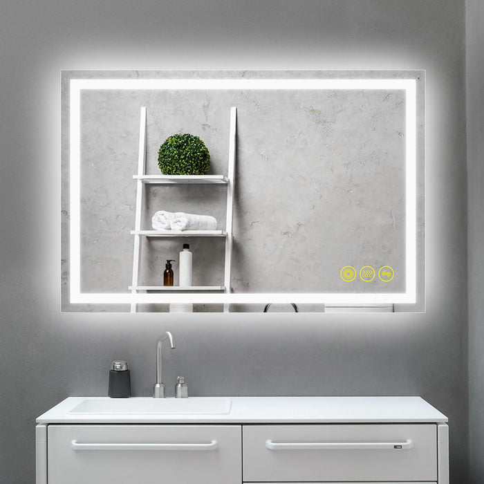 GlareGuard Anti-Fog Bathroom Led Mirror Backlit Illuminated Mirror Touch Switch Dimmable - Sweatfully