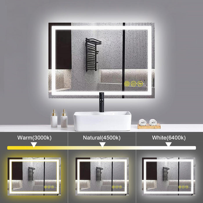 GlareGuard Anti-Fog Bathroom Led Mirror Backlit Illuminated Mirror Touch Switch Dimmable - Sweatfully