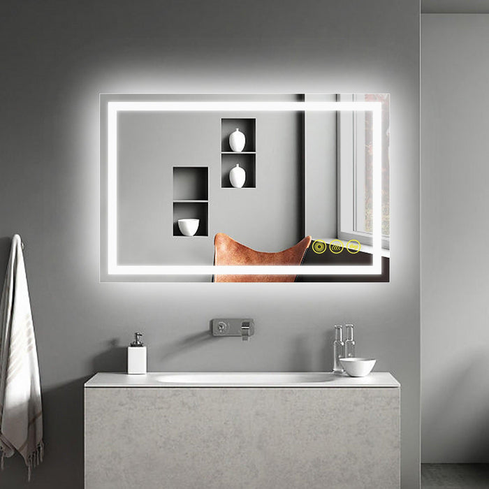 GlareGuard Anti-Fog Bathroom Led Mirror Backlit Illuminated Mirror Touch Switch Dimmable - Sweatfully