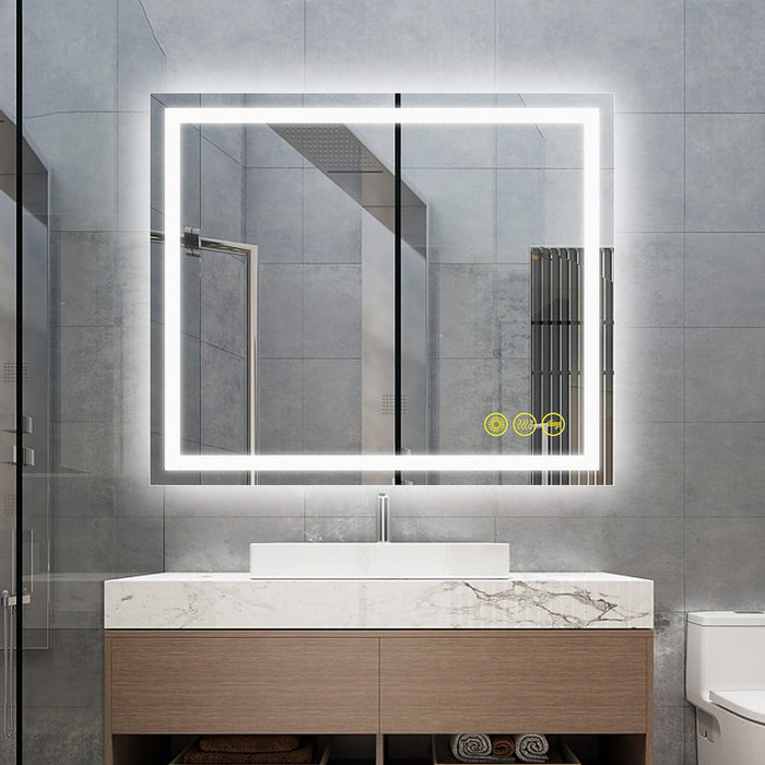 GlareGuard Anti-Fog Bathroom Led Mirror Backlit Illuminated Mirror Touch Switch Dimmable - Sweatfully