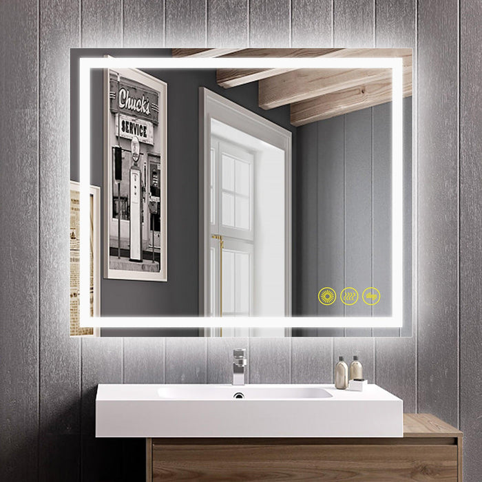 GlareGuard Anti-Fog Bathroom Led Mirror Backlit Illuminated Mirror Touch Switch Dimmable - Sweatfully
