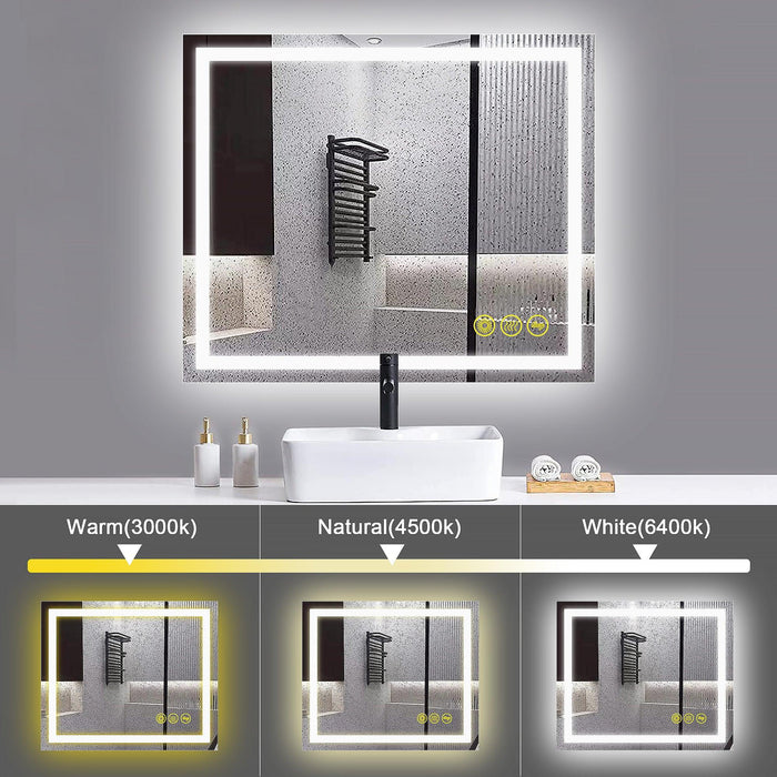 GlareGuard Anti-Fog Bathroom Led Mirror Backlit Illuminated Mirror Touch Switch Dimmable - Sweatfully