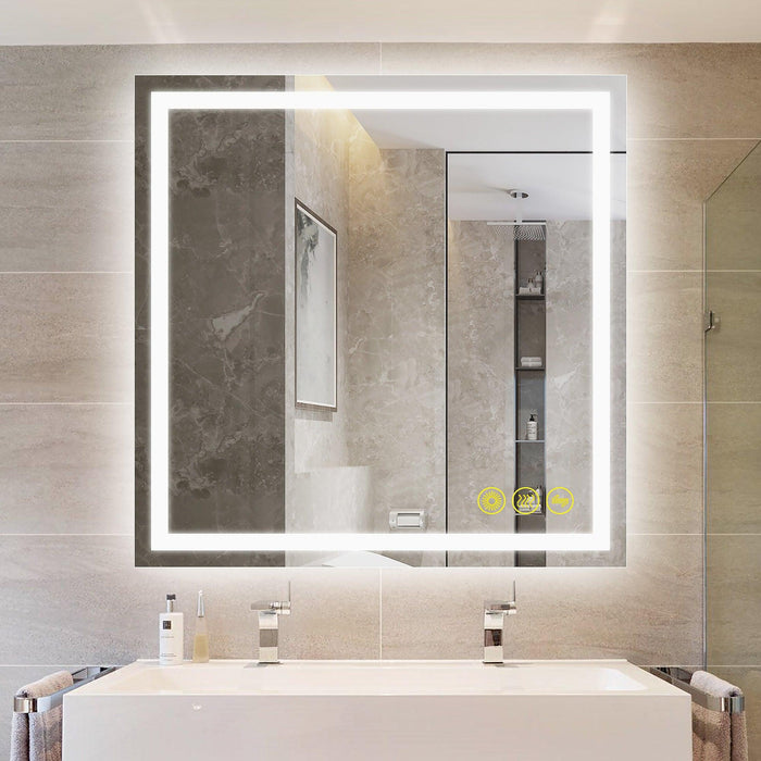 GlareGuard Anti-Fog Bathroom Led Mirror Backlit Illuminated Mirror Touch Switch Dimmable - Sweatfully