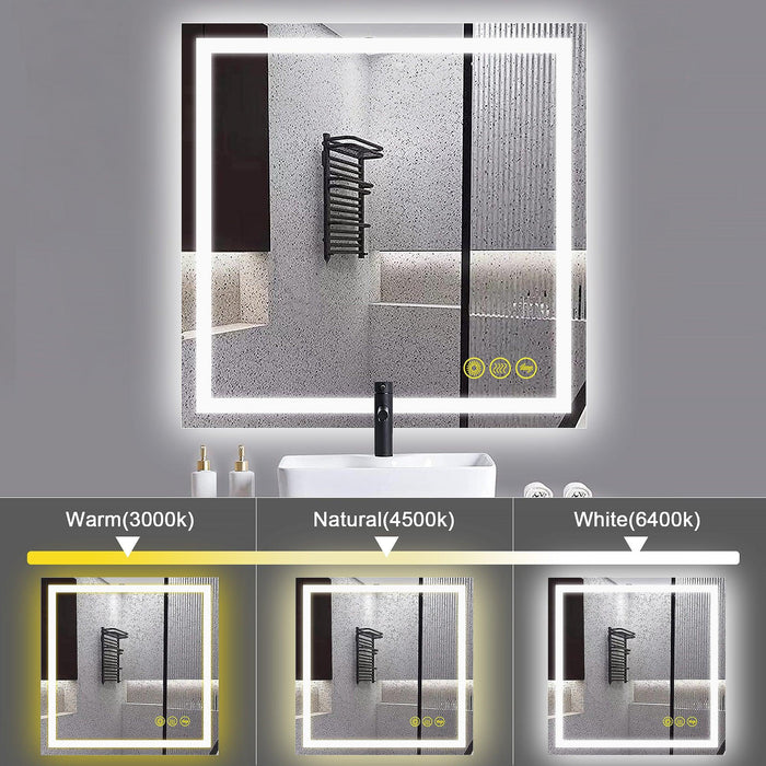 GlareGuard Anti-Fog Bathroom Led Mirror Backlit Illuminated Mirror Touch Switch Dimmable - Sweatfully