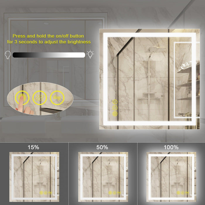 GlareGuard Anti-Fog Bathroom Led Mirror Backlit Illuminated Mirror Touch Switch Dimmable - Sweatfully