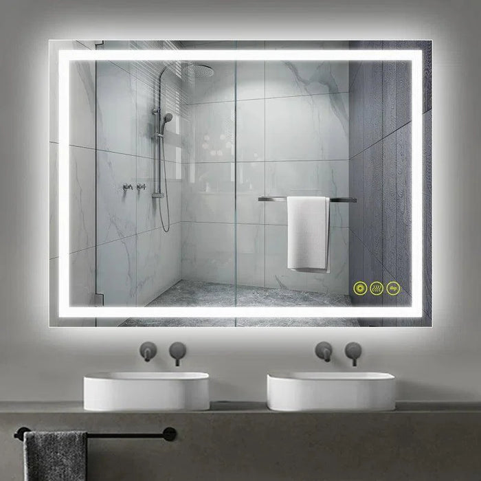 GlareGuard Anti-Fog Bathroom Led Mirror Backlit Illuminated Mirror Touch Switch Dimmable - Sweatfully