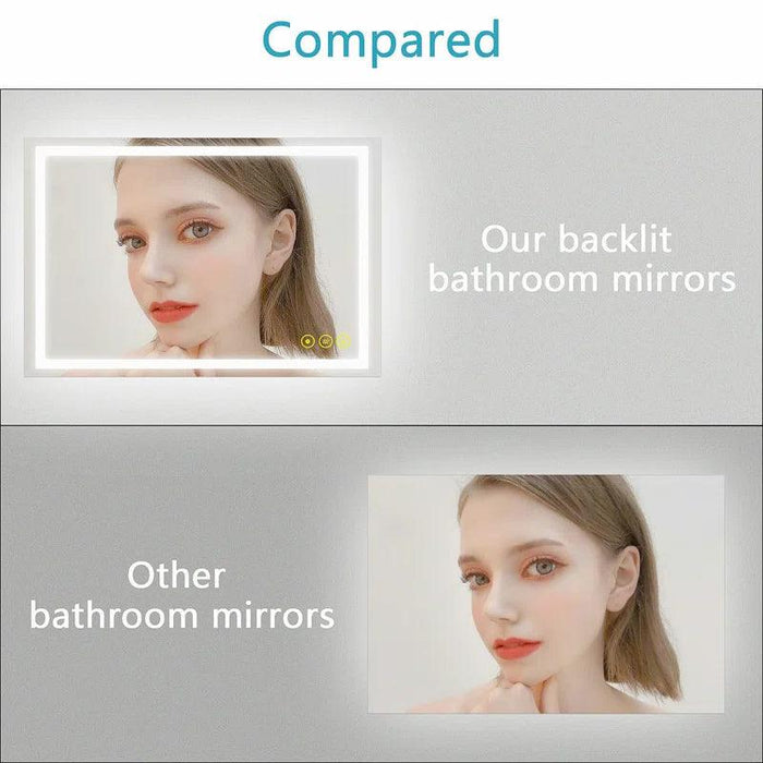 GlareGuard Anti-Fog Bathroom Led Mirror Backlit Illuminated Mirror Touch Switch Dimmable - Sweatfully