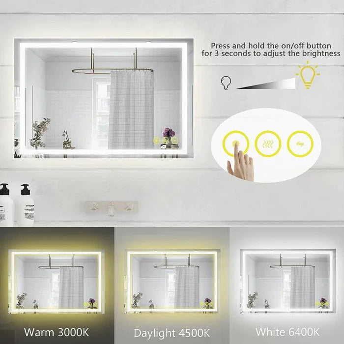 GlareGuard Anti-Fog Bathroom Led Mirror Backlit Illuminated Mirror Touch Switch Dimmable - Sweatfully