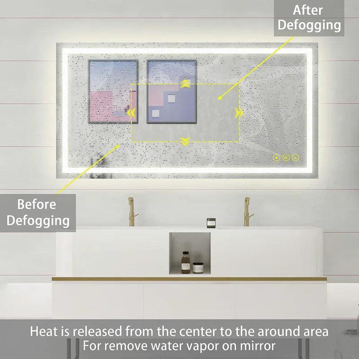 GlareGuard Anti-Fog Bathroom Led Mirror Backlit Illuminated Mirror Touch Switch Dimmable - Sweatfully