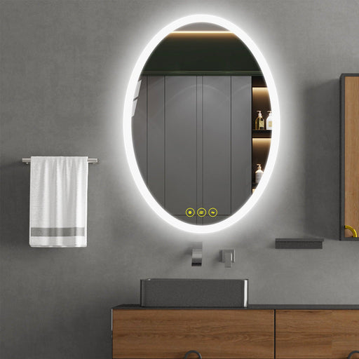 LuminaMirror Oval Frameless LED Anti-Fog Dimmable Bathroom Vanity Mirror - Sweatfully