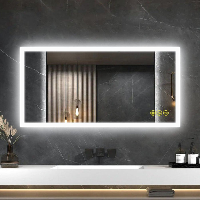 SmartGlow Dimmable LED Frameless Anti-Fog Bathroom Vanity Mirror - Sweatfully