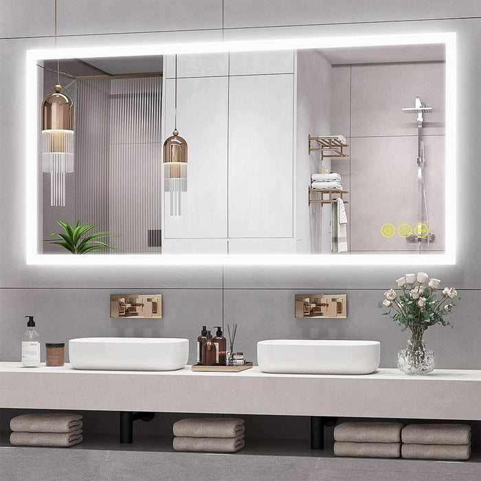 SmartGlow Dimmable LED Frameless Anti-Fog Bathroom Vanity Mirror - Sweatfully