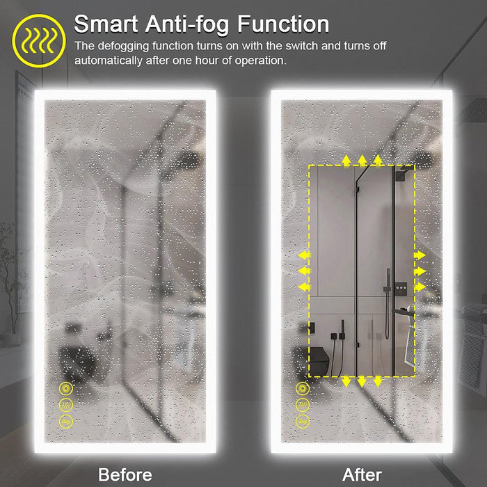 SmartGlow Dimmable LED Frameless Anti-Fog Bathroom Vanity Mirror - Sweatfully