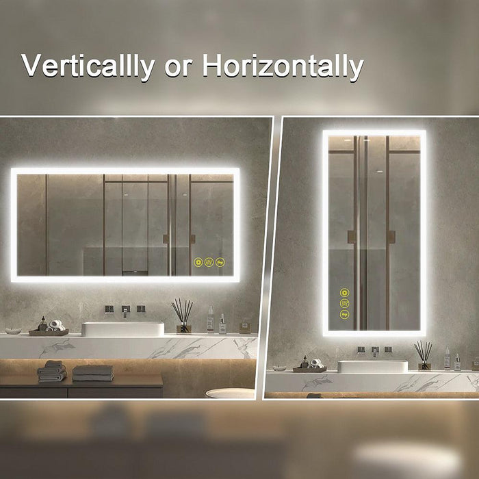 SmartGlow Dimmable LED Frameless Anti-Fog Bathroom Vanity Mirror - Sweatfully