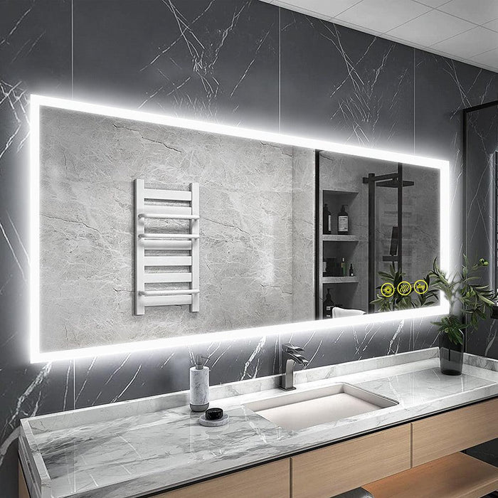 SmartGlow Dimmable LED Frameless Anti-Fog Bathroom Vanity Mirror - Sweatfully