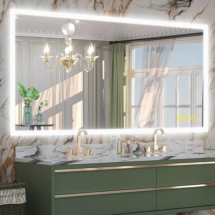 SmartGlow Dimmable LED Frameless Anti-Fog Bathroom Vanity Mirror - Sweatfully