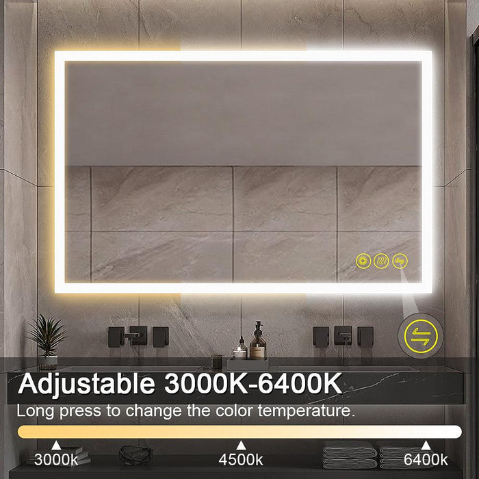 SmartGlow Dimmable LED Frameless Anti-Fog Bathroom Vanity Mirror - Sweatfully