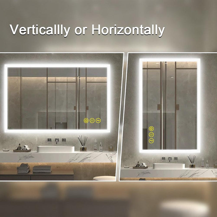 SmartGlow Dimmable LED Frameless Anti-Fog Bathroom Vanity Mirror - Sweatfully