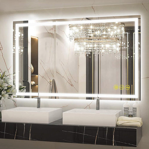 GlareGuard Rectangular Anti-Fog Dimmable Backlit LED Bathroom Vanity Mirror - Sweatfully