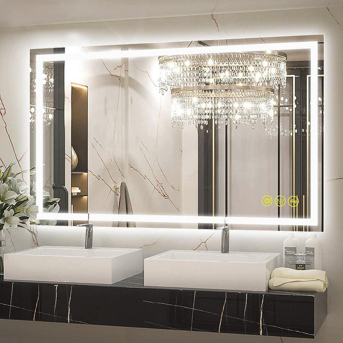 GlareGuard Rectangular Anti-Fog Dimmable Backlit LED Bathroom Vanity Mirror - Sweatfully