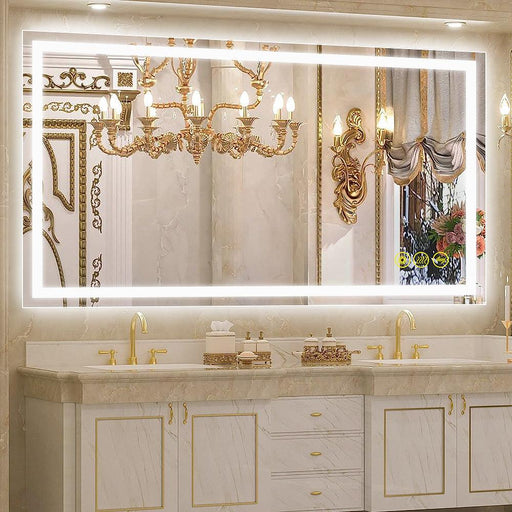 GlareGuard Rectangular Anti-Fog Dimmable Backlit LED Bathroom Vanity Mirror - Sweatfully